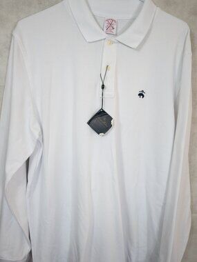 NWT Brooks Brothers Performance Long Sleeve Supima Cotton White Polo Shirt XL